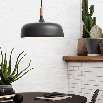 Modern Nordic Pendant Lamp with LED Lighting and Wooden Accent