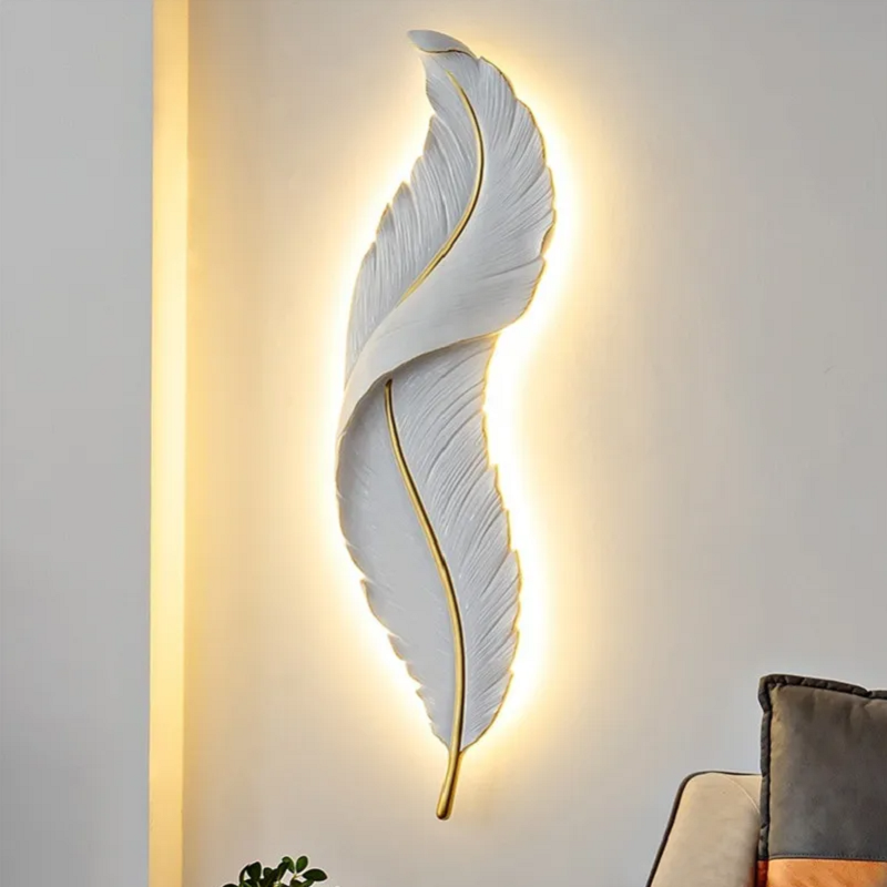Modern Feather LED Wall Light – Elegant Decorative Wall Sconce for Home Interiors