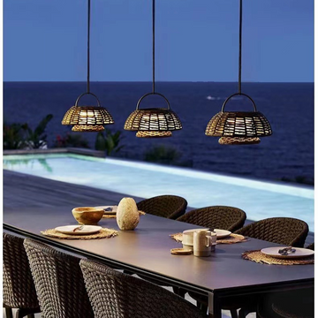 Bamboo Pendant Light - Eco-Friendly Outdoor LED Lamp with Nautical Elegance