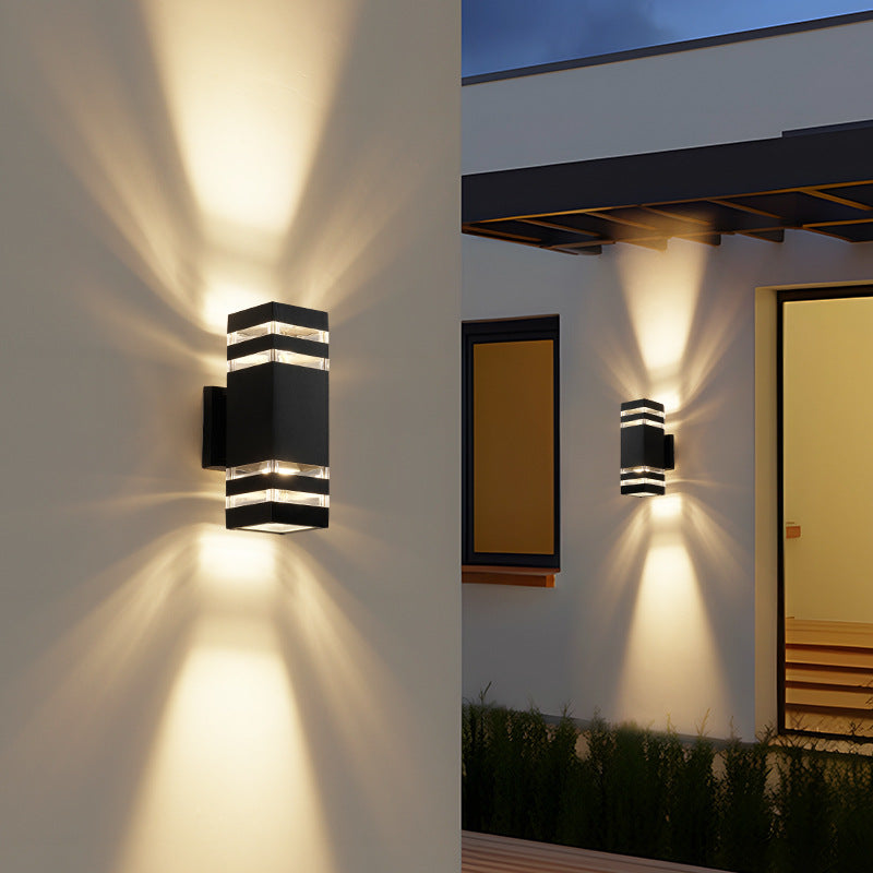 Outdoor Wall Lamp | Black Metal & Acrylic | Two-Way Illumination | Urban Facade Lighting