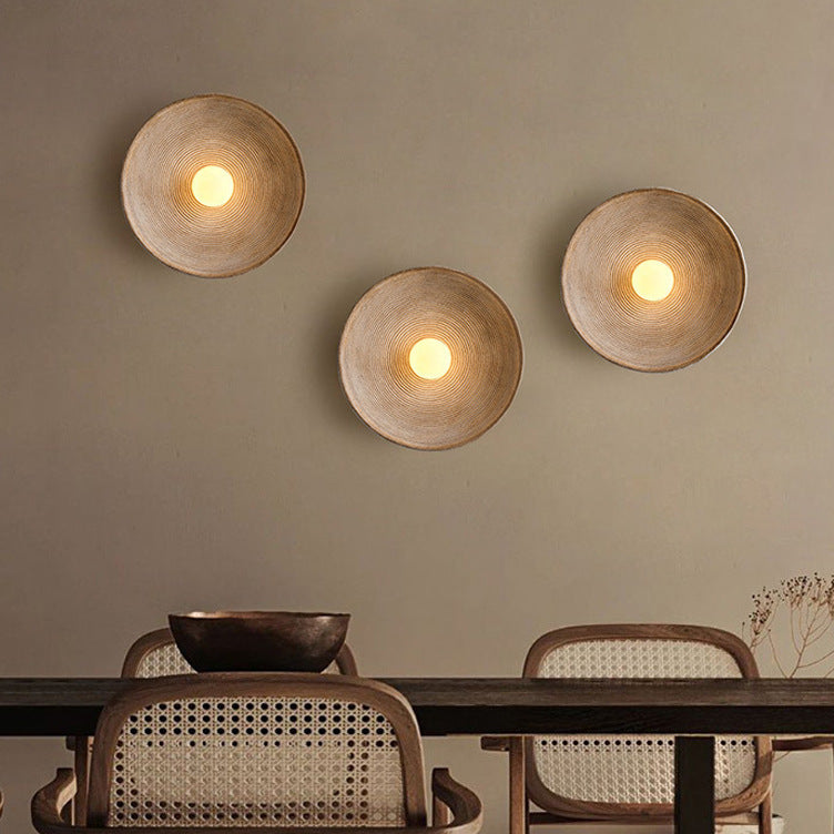 Wall Lamp | Wood & Glass | Concentric Ring Design | Living Room Accent