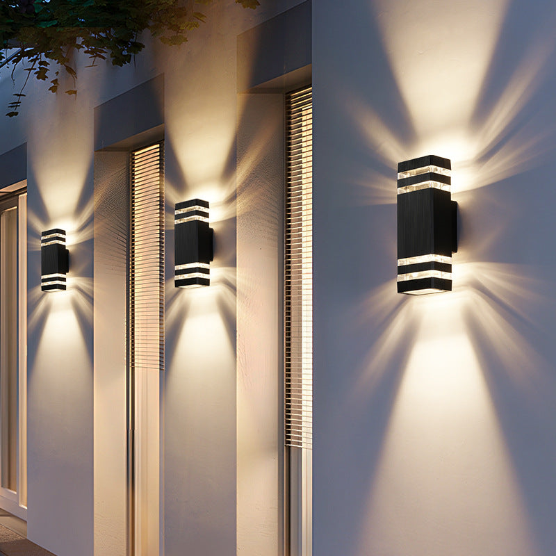 Outdoor Wall Lamp | Black Metal & Acrylic | Two-Way Illumination | Urban Facade Lighting