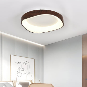 Modern Minimalist Wood Grain Flush Mount LED Ceiling Light