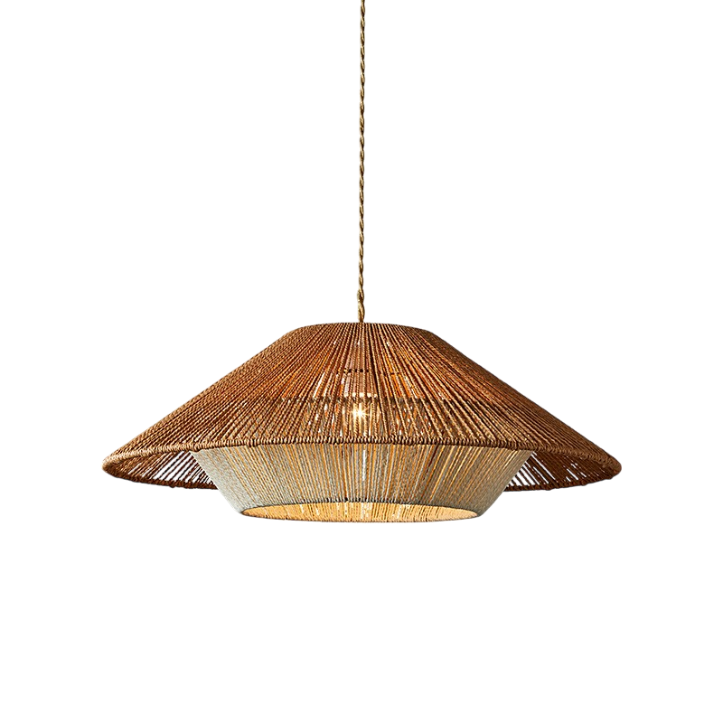 Pendant Light | Bamboo & Textile Cord | Woven Texture | Living Room Ambiance