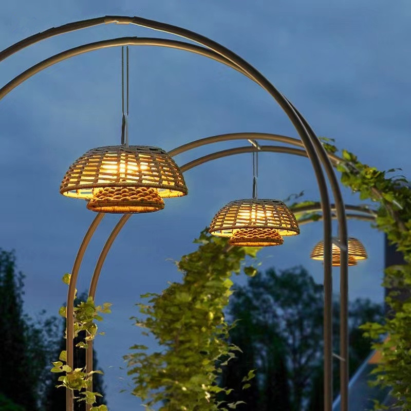 Bamboo Pendant Light - Eco-Friendly Outdoor LED Lamp with Nautical Elegance