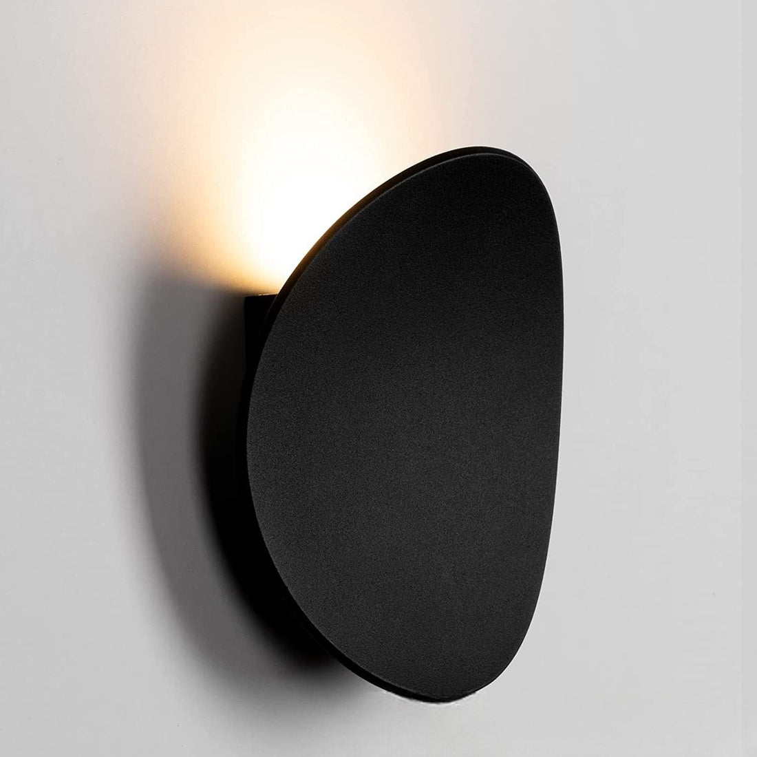 Wall Sconce | Matte Black Metal & Diffuse Glass | Oval Shape | Modern Minimalist Spaces