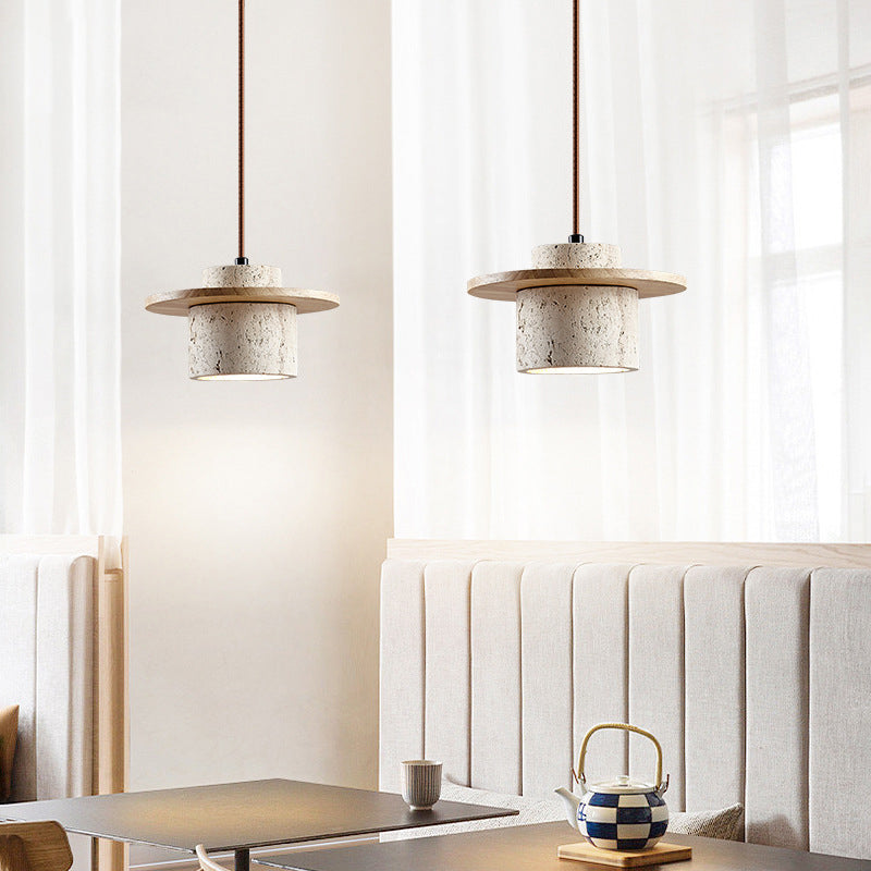 Minimalist Travertine Pendant Light with Rustic Stone Texture for Modern Interiors