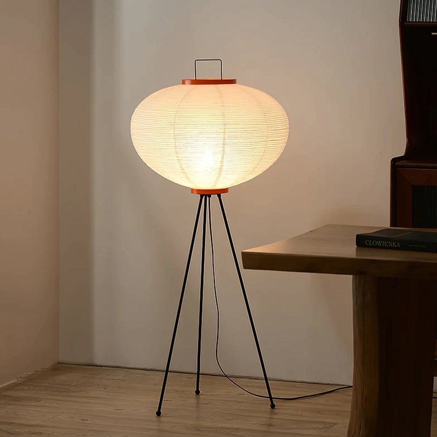 Modern Rice Paper Floor Lamp with Minimalist Asian-Inspired Design