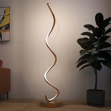 Floor Lamp | Wood & LED | Curved Design | Living Room Accent