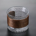 Whisky Tumbler | Glass & Wood | Handmade Textured Surface | Upscale Home Bar