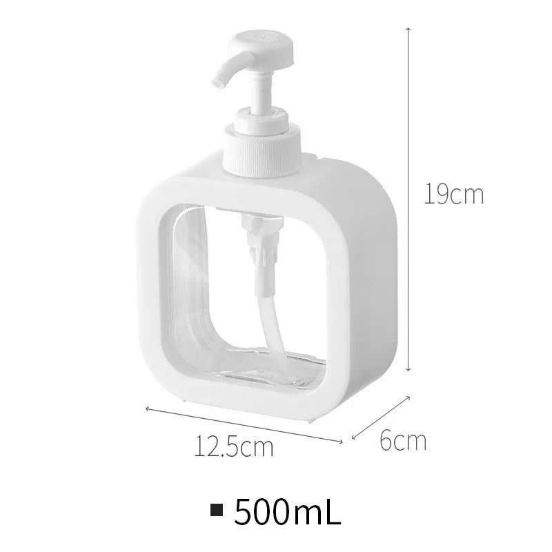 Soap Dispenser | Matte Ceramic & Clear Glass | Geometric Square Shape | Bathroom Accessory