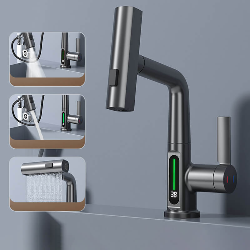 Kitchen Faucet | Matte Black Metal & LED Display | Touch Control & Pull-out Sprayer | Modern Kitchen