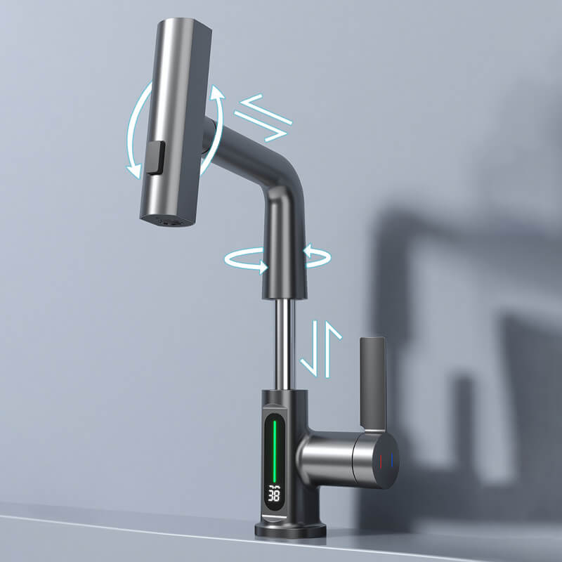 Kitchen Faucet | Matte Black Metal & LED Display | Touch Control & Pull-out Sprayer | Modern Kitchen
