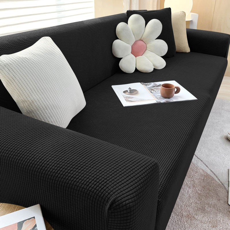 Sofa Cover | Stretch Fabric & Textured Cotton Blend | Soft Ribbed Texture | Living Room Comfort