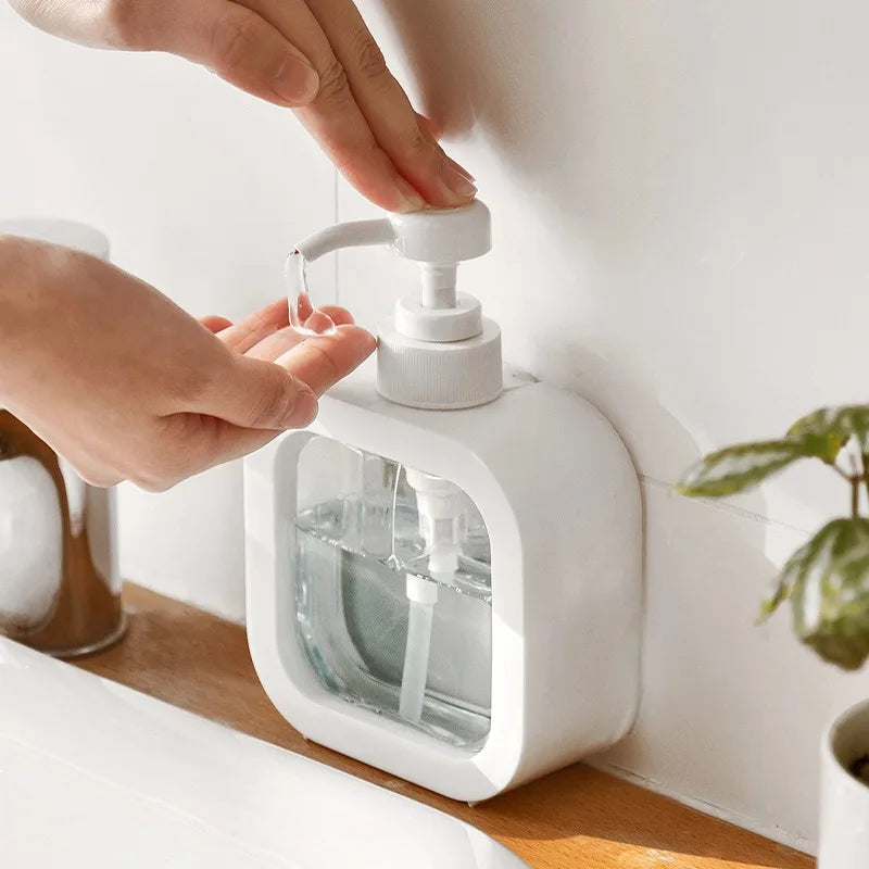 Soap Dispenser | Matte Ceramic & Clear Glass | Geometric Square Shape | Bathroom Accessory
