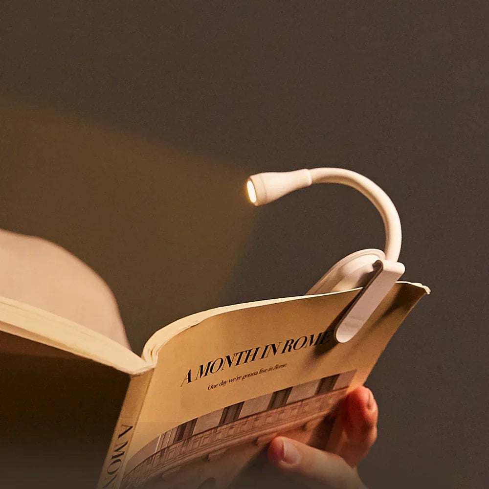 Portable Clip-On LED Reading Lamp with USB Charging and Adjustable Brightness
