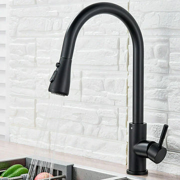 Modern Pull-Down Kitchen Faucet with Spray, Stainless Steel, Easy Install