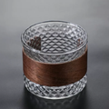 Whisky Tumbler | Glass & Wood | Handmade Textured Surface | Upscale Home Bar