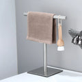 Hand Towel Holder | Matte Black Metal | Freestanding T-Shaped | Contemporary Bathroom
