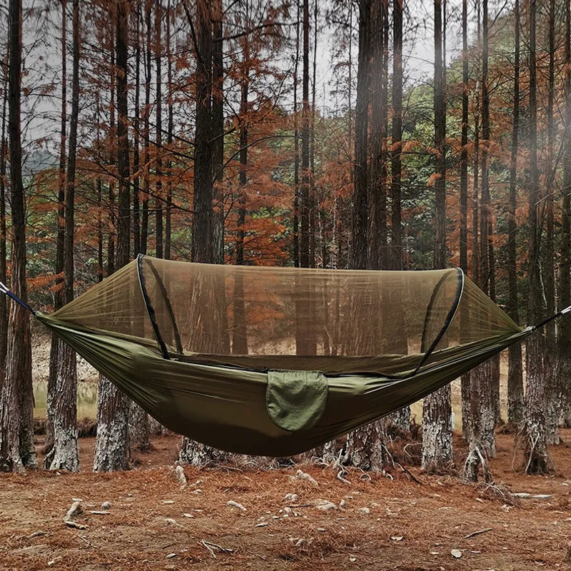 Outdoor Camping Hammock with Mosquito Net - Durable Parachute Fabric