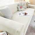 Sofa Cover | Stretch Fabric & Textured Cotton Blend | Soft Ribbed Texture | Living Room Comfort