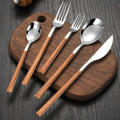 Cutlery Set | Stainless Steel & Wood | Polished Finish & Wooden Handles | Elegant Dining