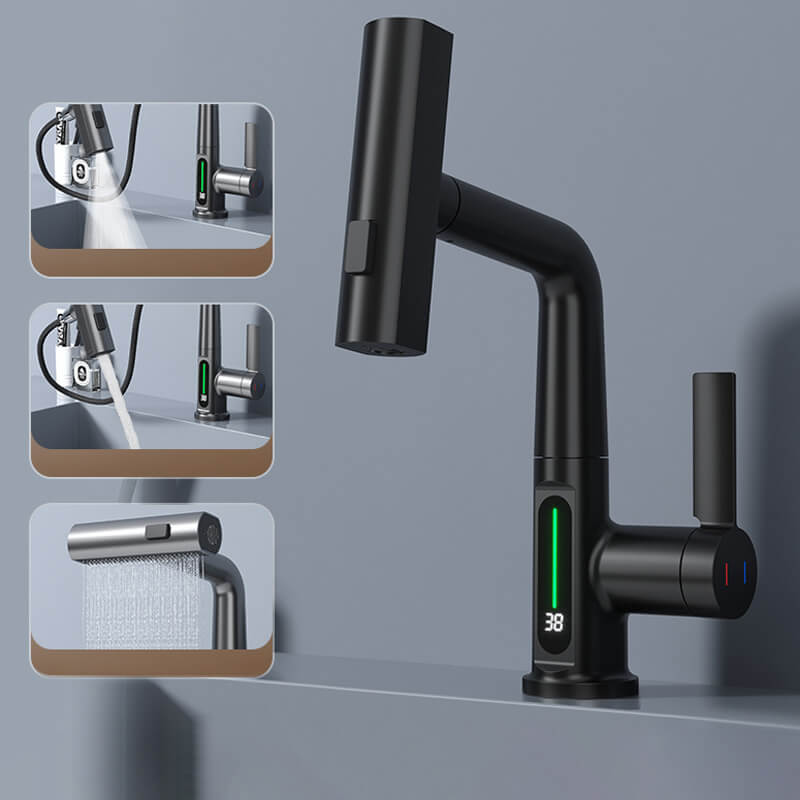 Kitchen Faucet | Matte Black Metal & LED Display | Touch Control & Pull-out Sprayer | Modern Kitchen