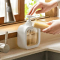 Soap Dispenser | Matte Ceramic & Clear Glass | Geometric Square Shape | Bathroom Accessory