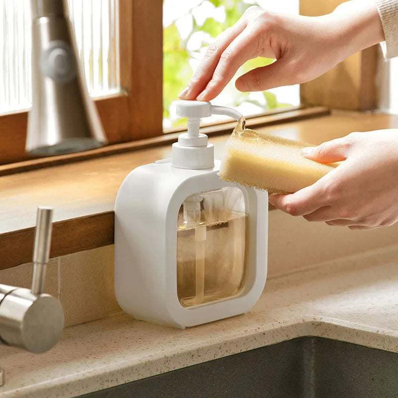 Soap Dispenser | Matte Ceramic & Clear Glass | Geometric Square Shape | Bathroom Accessory