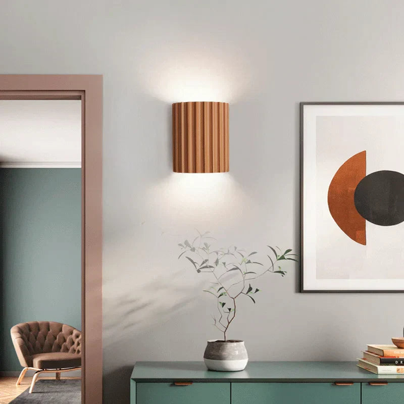 Modern Resin Wall Sconce – Ribbed LED Light for Living Room & Hallway