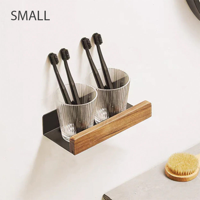 Wall-Mounted Bathroom Shelf Waterproof Rust-Resistant Aluminum Wood