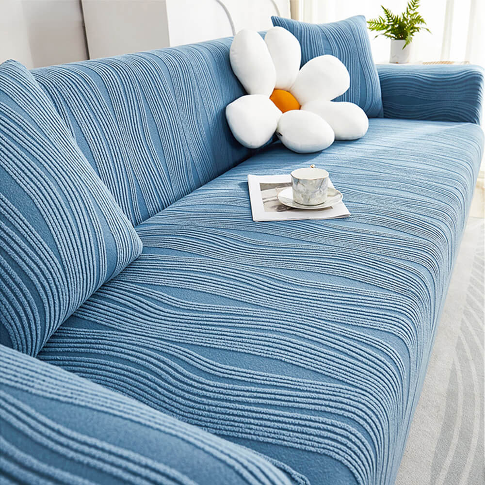 Couch Cover | Jacquard Fabric | Textured Ribbed Pattern | Pet-Friendly Living Room