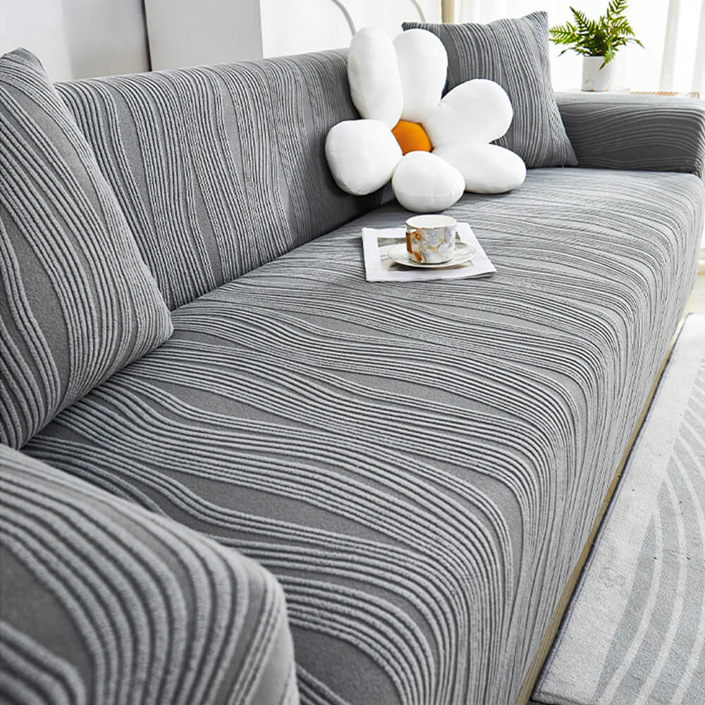 Couch Cover | Jacquard Fabric | Textured Ribbed Pattern | Pet-Friendly Living Room