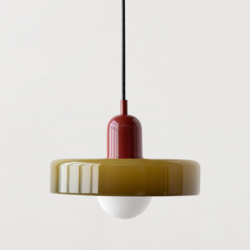 Modern Bauhaus Pendant Light with Glossy Glass Shade