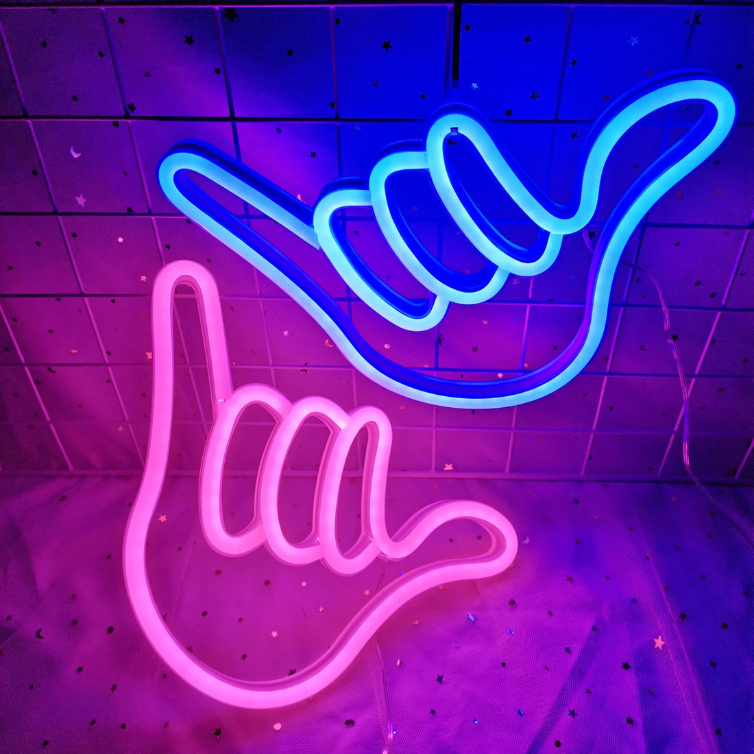 Peace Hand LED Neon Sign - Modern Wall Decor with USB/Battery Power