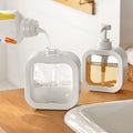 Soap Dispenser | Matte Ceramic & Clear Glass | Geometric Square Shape | Bathroom Accessory