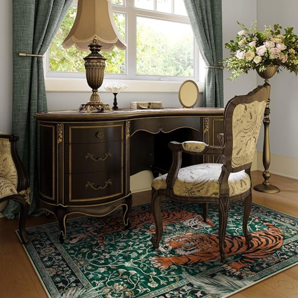 Eclectic Tiger Print Area Rug with Anti-Slip Backing and Fade Resistance
