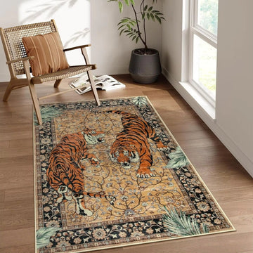 Eclectic Tiger Print Area Rug with Anti-Slip Backing and Fade Resistance