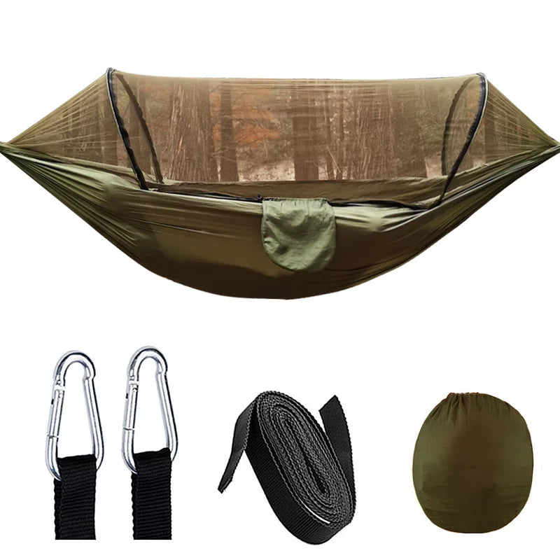 Outdoor Camping Hammock with Mosquito Net - Durable Parachute Fabric
