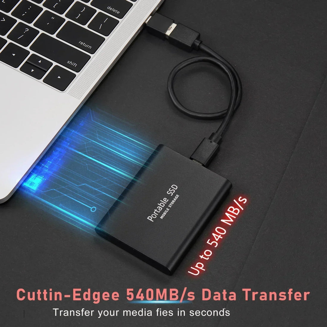 Portable SSD | Metallic Casing & Matte Plastic | High Capacity 128TB | On-the-Go Data Storage
