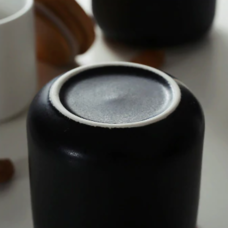Storage Jar | Matte Ceramic & Natural Wood | Smooth Cylindrical Shape | Kitchen Counter Organizer