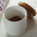 Storage Jar | Matte Ceramic & Natural Wood | Smooth Cylindrical Shape | Kitchen Counter Organizer