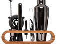 Cocktail Set | Stainless Steel & Bamboo | Polished Finish | Home Bar Setup