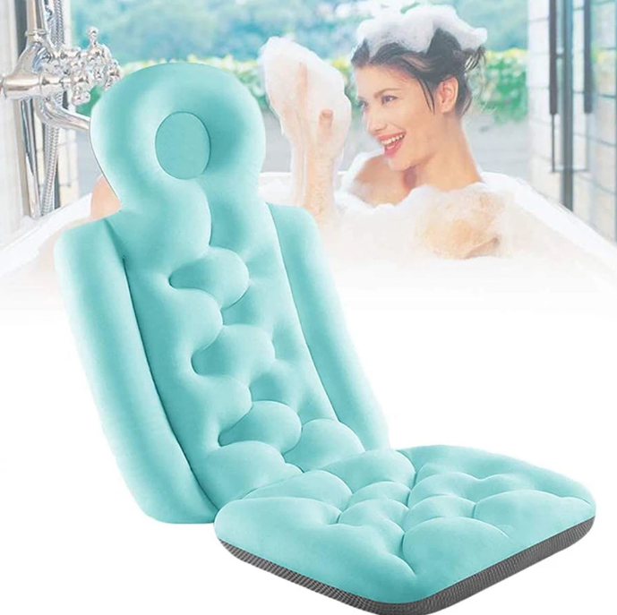 Ergonomic Waterproof Spa Bath Pillow with Non-Slip Suction Cups