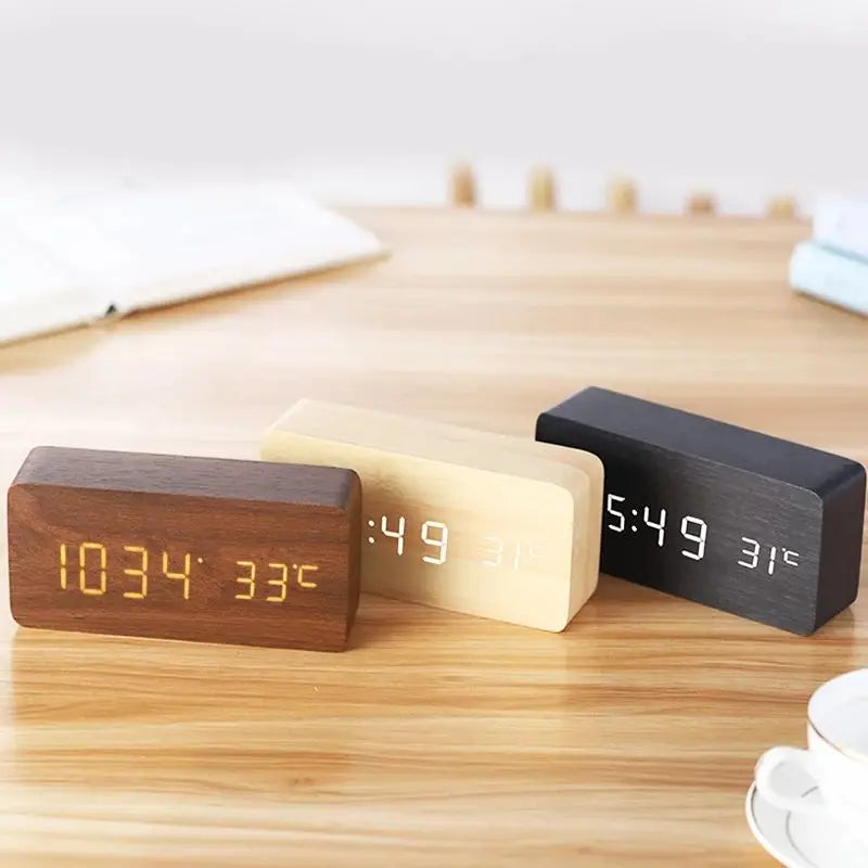 Sandsberg Wooden Digital Desk Clock | Silent LED Display | Eco-Friendly Design