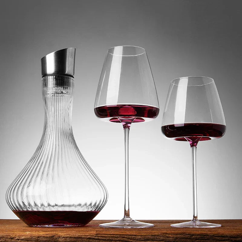 Handmade Crystal Wine & Champagne Glass Set with Tapered Stem - 4 Sizes