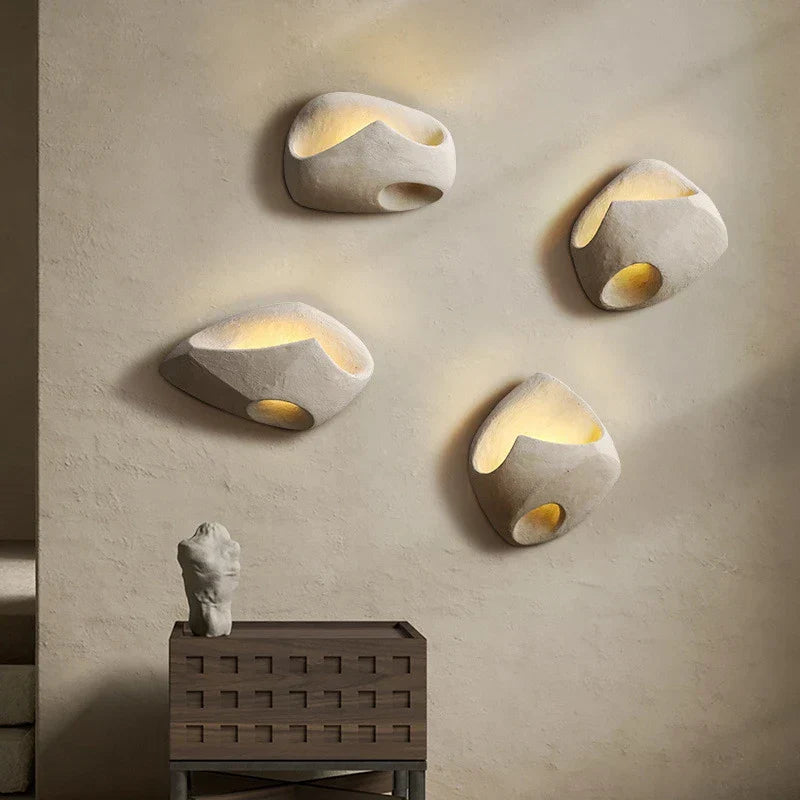 Wabi-Sabi Cement Wall Light – Modern Sculptural LED Sconce with Organic Design