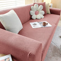 Sofa Cover | Stretch Fabric & Textured Cotton Blend | Soft Ribbed Texture | Living Room Comfort