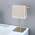 Hand Towel Holder | Matte Black Metal | Freestanding T-Shaped | Contemporary Bathroom