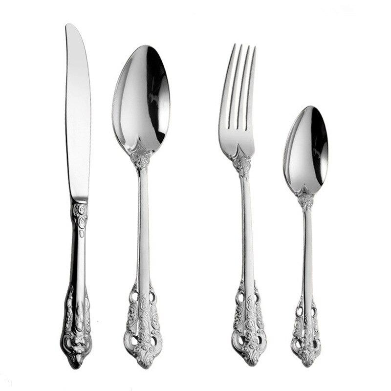 Cutlery Set | Gold-Colored Stainless Steel | Intricate Ornate Detailing | Lavish Dinner Settings